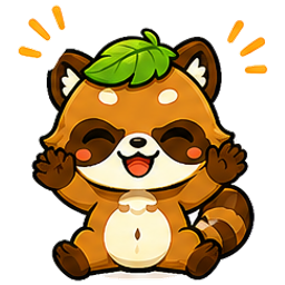 Tanji smiles with his paws in the air.